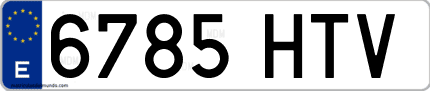 Ejemplo de matrícula de coche ordinaria 6785 HTV