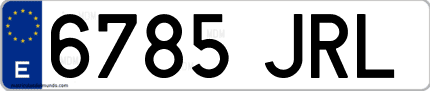 Ejemplo de matrícula de coche ordinaria 6785 JRL