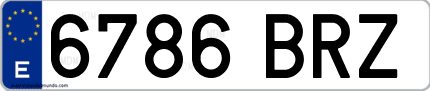Ejemplo de matrícula de coche ordinaria 6786 BRZ