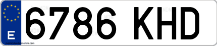 Ejemplo de matrícula de coche ordinaria 6786 KHD