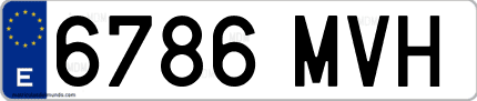 Ejemplo de matrícula de coche ordinaria 6786 MVH