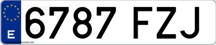 Ejemplo de matrícula de coche ordinaria 6787 FZJ