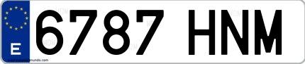 Ejemplo de matrícula española 6787 HNM