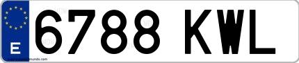 Ejemplo de matrícula española 6788 KWL