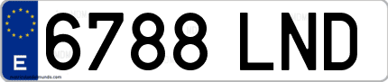 Ejemplo de matrícula de coche ordinaria 6788 LND
