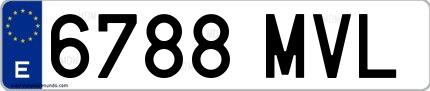 Ejemplo de matrícula española 6788 MVL