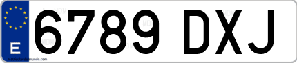 Ejemplo de matrícula de coche ordinaria 6789 DXJ