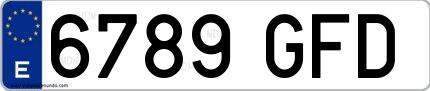 Ejemplo de matrícula española 6789 GFD