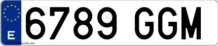 Ejemplo de matrícula española 6789 GGM