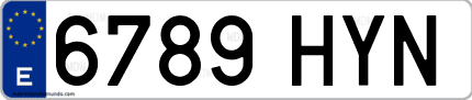 Ejemplo de matrícula de coche ordinaria 6789 HYN