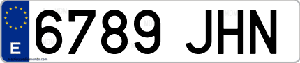 Ejemplo de matrícula de coche ordinaria 6789 JHN