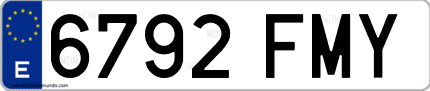 Ejemplo de matrícula de coche ordinaria 6792 FMY