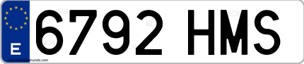 Ejemplo de matrícula de coche ordinaria 6792 HMS