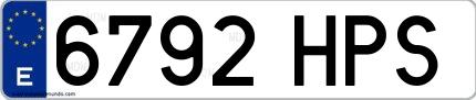 Ejemplo de matrícula española 6792 HPS