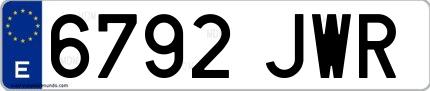 Ejemplo de matrícula española 6792 JWR
