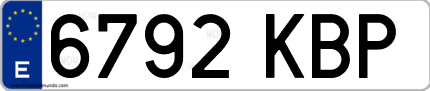 Ejemplo de matrícula de coche ordinaria 6792 KBP