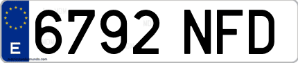 Ejemplo de matrícula de coche ordinaria 6792 NFD