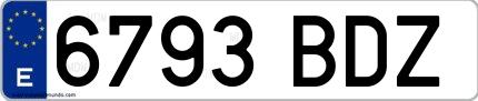 Ejemplo de matrícula española 6793 BDZ