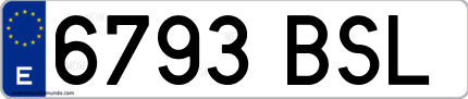 Ejemplo de matrícula de coche ordinaria 6793 BSL