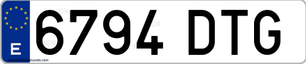 Ejemplo de matrícula de coche ordinaria 6794 DTG