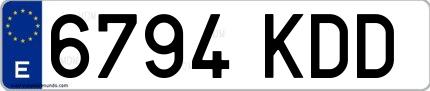 Ejemplo de matrícula española 6794 KDD