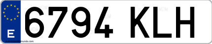 Ejemplo de matrícula de coche ordinaria 6794 KLH