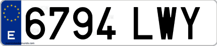 Ejemplo de matrícula de coche ordinaria 6794 LWY