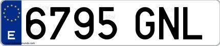 Ejemplo de matrícula de coche ordinaria 6795 GNL