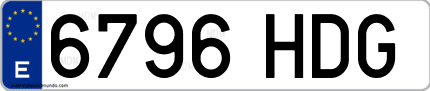 Ejemplo de matrícula de coche ordinaria 6796 HDG