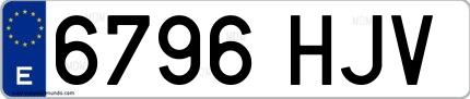 Ejemplo de matrícula española 6796 HJV