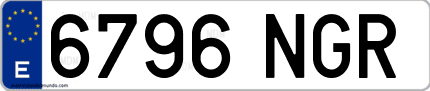 Ejemplo de matrícula de coche ordinaria 6796 NGR