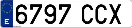Ejemplo de matrícula española 6797 CCX
