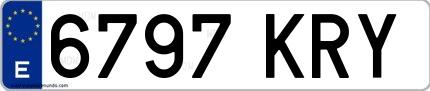 Ejemplo de matrícula española 6797 KRY