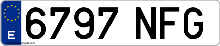 Ejemplo de matrícula de coche ordinaria 6797 NFG