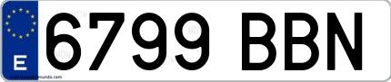 Ejemplo de matrícula española 6799 BBN