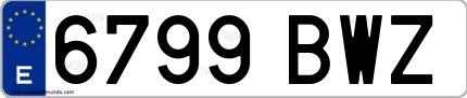 Ejemplo de matrícula española 6799 BWZ