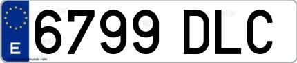 Ejemplo de matrícula española 6799 DLC