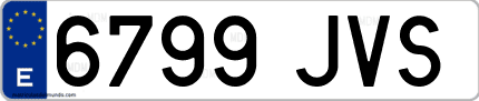 Ejemplo de matrícula de coche ordinaria 6799 JVS