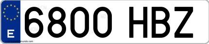 Ejemplo de matrícula española 6800 HBZ