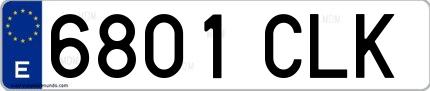 Ejemplo de matrícula de coche ordinaria 6801 CLK