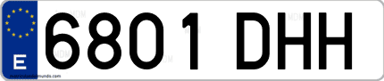 Ejemplo de matrícula de coche ordinaria 6801 DHH