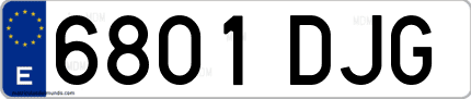 Ejemplo de matrícula de coche ordinaria 6801 DJG