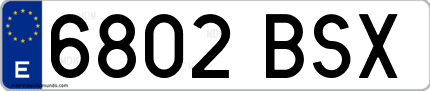 Ejemplo de matrícula de coche ordinaria 6802 BSX