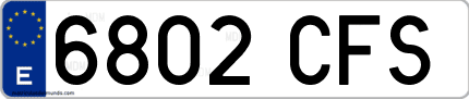 Ejemplo de matrícula de coche ordinaria 6802 CFS