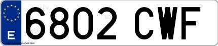 Ejemplo de matrícula española 6802 CWF