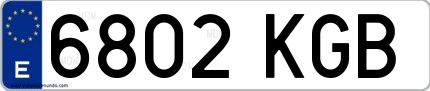 Ejemplo de matrícula española 6802 KGB