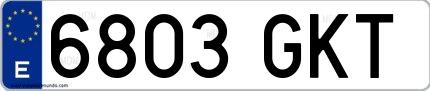 Ejemplo de matrícula española 6803 GKT