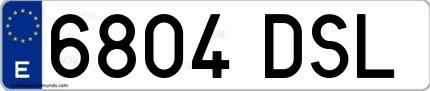 Ejemplo de matrícula española 6804 DSL