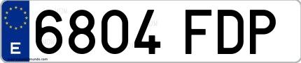 Ejemplo de matrícula española 6804 FDP