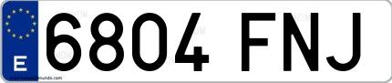 Ejemplo de matrícula española 6804 FNJ